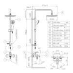 Bản vẽ kỹ thuật Vòi sen cây VIGLACERA VG511.1 nóng lạnh
