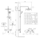 Bản vẽ kỹ thuật Vòi sen cây VIGLACERA VG598 nhiệt độ