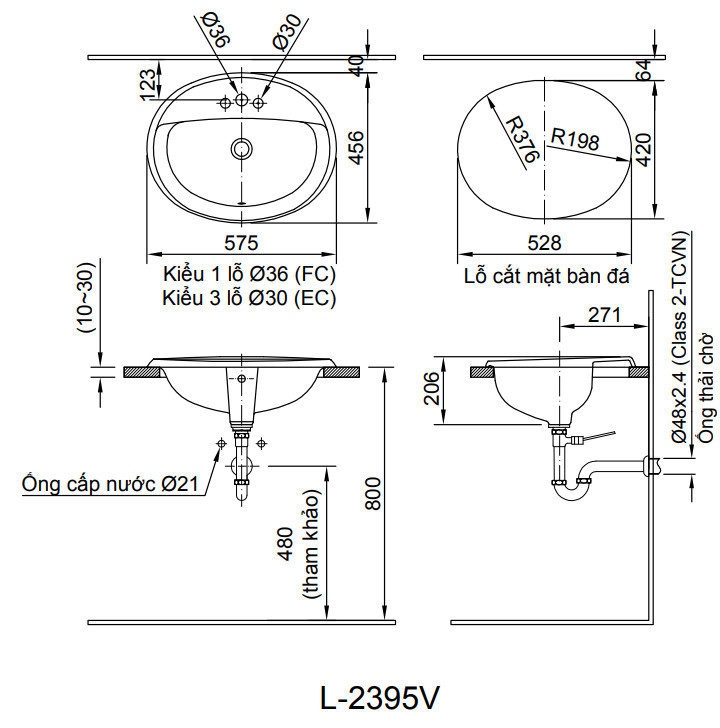 INAX AL-2395V ( VEC/VFC ) - Chậu lavabo dương vành