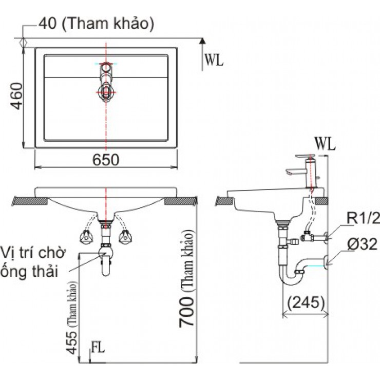 INAX AL-2397V - Chậu lavabo dương vành