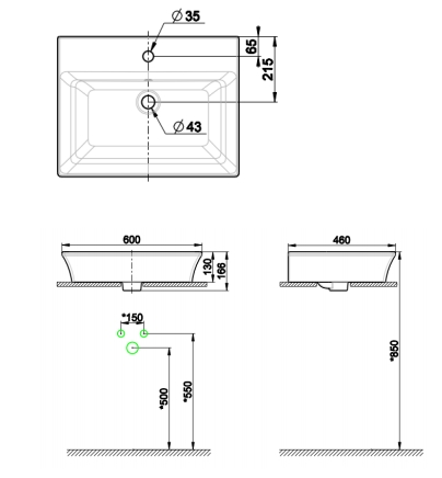 AMERICAN STANDARD WP-F525.1H Kastello - Chậu lavabo đặt bàn 1 AMERICAN STANDARD WP-F525.1H Kastello - Chậu lavabo đặt bàn