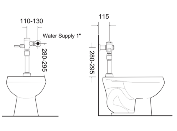 Bản vẽ kỹ thuật Van xả bồn cầu AMERICAN STANDARD WF-9858