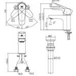 Bản vẽ kỹ thuật Vòi chậu lavabo INAX LFV-1112S nóng lạnh 1 lỗ