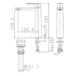 Bản vẽ kỹ thuật Vòi lavabo American Standard WF-1702CS cổ cao nóng lạnh