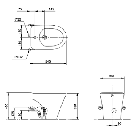 TOTO BW824J/TX276C - Bồn tiểu nữ 1 TOTO BW824J/TX276C - Bồn tiểu nữ
