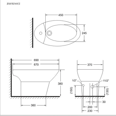 TOTO BW904KS - Bồn tiểu nữ 1 TOTO BW904KS - Bồn tiểu nữ