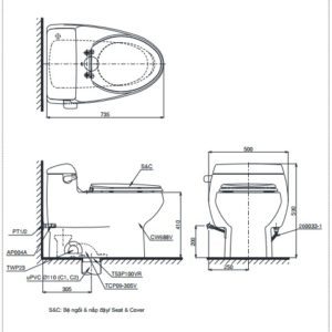 TOTO CS320DKMT2 - Bồn cầu 2 khối nắp êm TC393VS