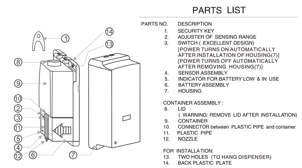 thanh phan linh kien Hop dung xa phong AMERICAN STANDARD WF 8006 cam ung dung pin