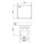 Bản vẽ kĩ thuật Phễu thoát sàn INAX FDV-10F vuông 100x100mm