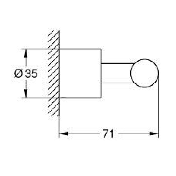Bản vẽ kích thước Móc áo Grohe Atrio 40 312 AL3