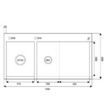 Bản vẽ kỹ thuật Chậu rửa bát inox FASTER FS 11046HL dương bàn 2 hố 1 bàn