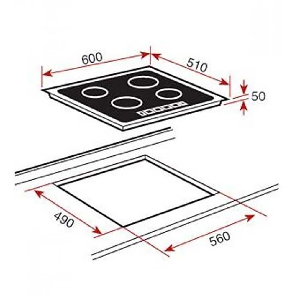 Bản vẽ kích thước Bếp điện bốn TEKA TB 6415 40239042