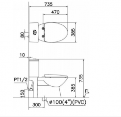 Bồn Cầu Thông Minh CAESAR CD1340 TAF200H 2 Khối 2