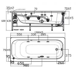 Bồn Tắm Âm Sàn American Standard 70270-WT Dòng Active 2
