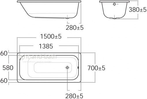 Bồn Tắm Âm Sàn American Standard 70280-WT Dòng New Codie 2
