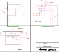Chậu Lavabo Treo Tường American Standard WP-F550/0740-WT Chân Ngắn 2