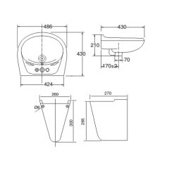 VIGLACERA VTL3 - Chậu lavabo treo tường chân dài 1 Chậu Lavabo VIGLACERA VTL3 treo tường 2