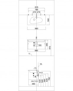 Chậu Rửa Lavabo Liền Bàn CAESAR LF5368 3