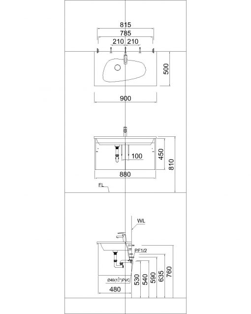 Chậu Rửa Lavabo Liền Bàn CAESAR LF5368 3