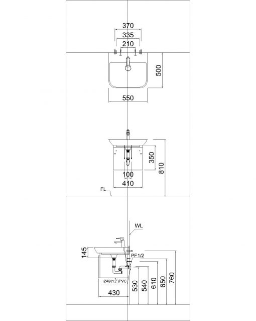 Chậu Rửa Lavabo Liền Bàn CAESAR LF5370 3