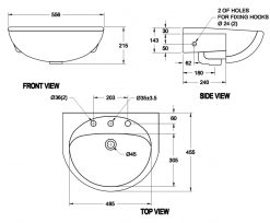 AMERICAN STANDARD 0518-WT Paramount - Chậu lavabo bán âm 1 Chậu Rửa Mặt Lavabo American Standard 0518-WT Âm Bàn Dòng Paramount 2