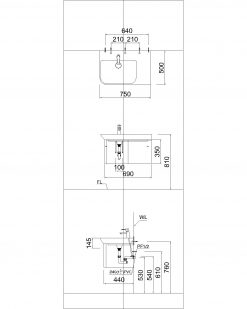 Tủ đặt chậu rửa mặt lavabo Caesar EH063LV treo tường 2