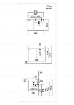 Tủ đặt chậu rửa mặt lavabo Caesar EH080V treo tường 2