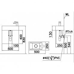 Tủ đặt chậu rửa mặt lavabo Caesar EH250V treo tường 2
