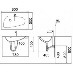 Tủ đặt chậu rửa mặt lavabo Caesar EH781V treo tường 2