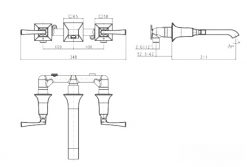 Vòi chậu Lavabo American Standard WF-1604 Gắn Tường 3 Lỗ 2