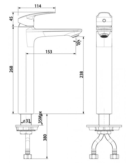 Vòi Chậu Rửa Mặt Lavabo American Standard WF-0703 Nóng Lạnh Cổ Cao 2