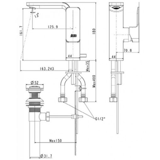 Vòi Chậu Rửa Mặt Lavabo American Standard WF-1305 Nóng Lạnh 1 Lỗ 2