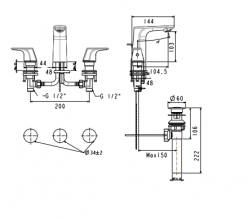 Vòi Chậu Rửa Mặt Lavabo American Standard WF-1703 Nóng Lạnh 3 Lỗ 2
