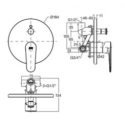 AMERICAN STANDARD WF-B221 - Vòi sen âm tường 1 Vòi Sen Tắm American Standard WF-B221 Âm Tường 2