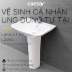 Chậu lavabo treo tường CAESAR L2365 P2445 chân dài - Ảnh 4