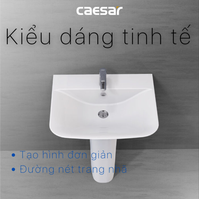 Chậu lavabo treo tường CAESAR L2365 P2445 chân dài - Ảnh 10
