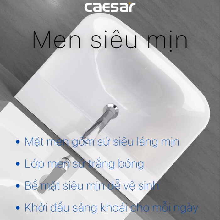 Chậu lavabo treo tường CAESAR L2365 P2445 chân dài - Ảnh 9