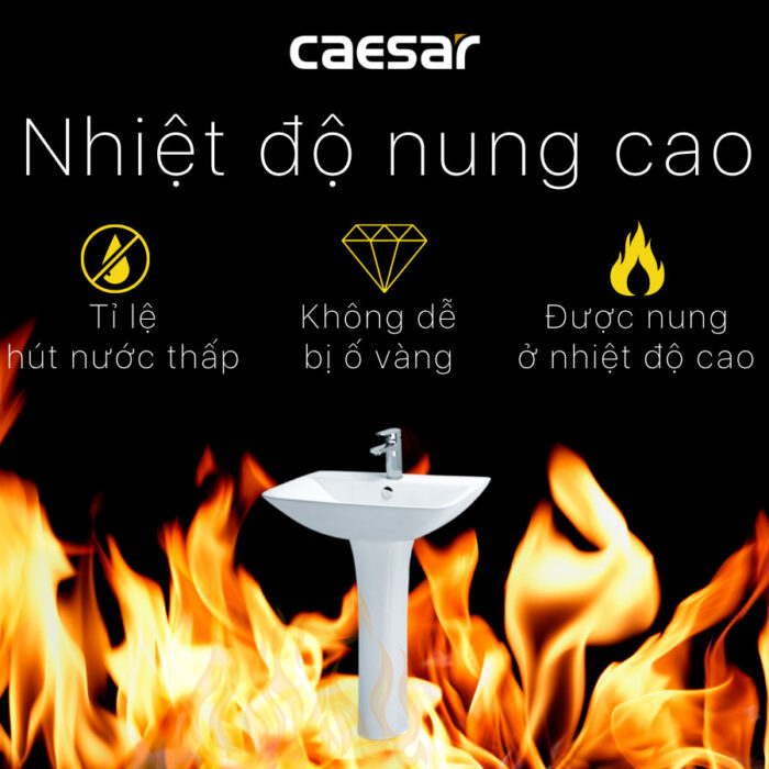 Chậu lavabo treo tường CAESAR L2365 P2445 chân dài - Ảnh 7