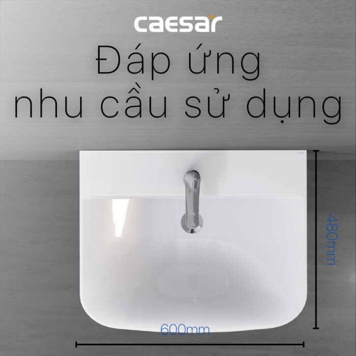 Chậu lavabo treo tường CAESAR L2365 P2445 chân dài - Ảnh 6