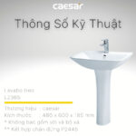 Chậu lavabo treo tường CAESAR L2365 P2445 chân dài - Ảnh 5