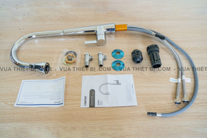 Vòi rửa bát CAESAR K905C nóng lạnh rút dây - Ảnh 3