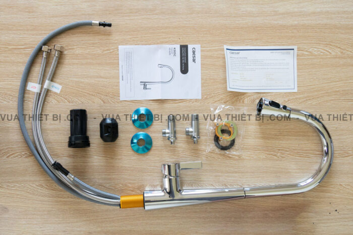 Vòi rửa bát CAESAR K905C nóng lạnh rút dây - Ảnh 9