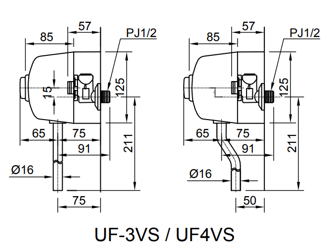 Bản vẽ kỹ thuật van xả tiểu nam INAX UF-3VS