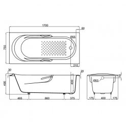 Bồn tắm TOTO FBY1720NHPE DB505R-2B tráng men 2
