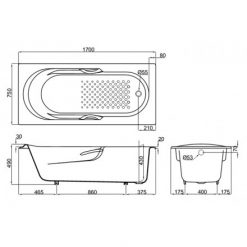 TOTO FBY1720NHPE#W - Bồn tắm xây gang tráng men 1 Bồn Tắm TOTO FBY1720NHPE#W Xây Gang Tráng Men 1.7M 2