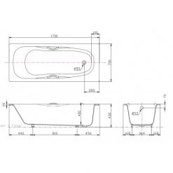 Bồn Tắm TOTO FBY1740HPE#W Xây Gang Tráng Men 1.7M 2