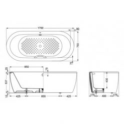 Bồn Tắm TOTO FBYN1716CPTE#W Gang Tráng Men 1.7M 2