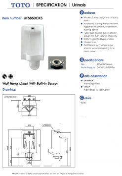 Bồn tiểu nam TOTO US860CKS#NW1 T64CP 2