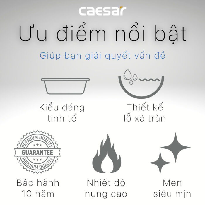 chậu lavabo treo tường CAESAR L2365 P2443 chân lửng - Ảnh 3