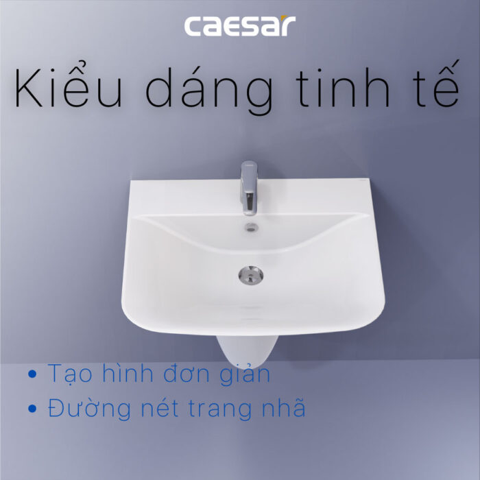 chậu lavabo treo tường CAESAR L2365 P2443 chân lửng - Ảnh 10